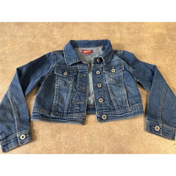 Arizona Classic Denim Jacket Girls Small 7/8 Button Up Medium Wash Timeless - Picture 6 of 8